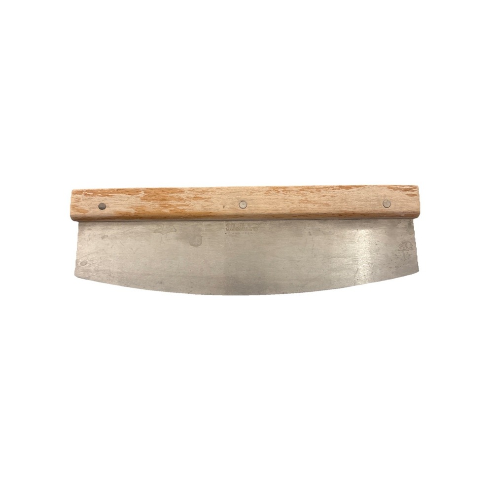 Mezzaluna Herb Chopper Rocking‎ Knife Curved Stainless Steel Blade Wood Handle